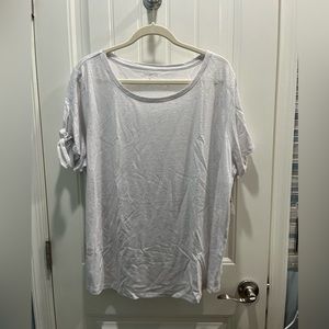 Talbots silver top with tie sleeve detail. Size 3X. NWT
